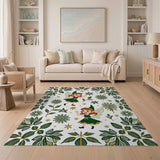 Whimsical Green Fairy Leaf Area Rug