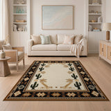 Southwestern Cactus Border Area Rug