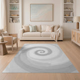 Grey Spiral Abstract Area Rug