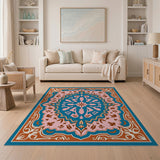 Multi-color and Patterns Teal Pink Medallion Persian Area Rug