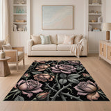 Purple Vintage Rose Thorn Washable Area Rug