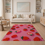 Retro Pixel Strawberry Area Rug