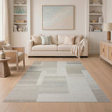 Beige Neutral Geometric Block Geometric Modern Area Rug
