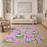 Cute Cartoon Cupcakes Pink Area Rug