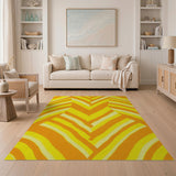 Vibrant Yellow Zigzag Geometric Area Rug