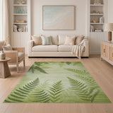 Vintage Green Fern Leaf Area Rug