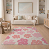 Pink Blush Pink Hibiscus Floral Area Rug