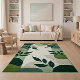 Green Abstract Leaf Area Rug
