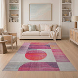 Vibrant Geometric Pink Multi-Color Area Rug