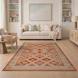 Orange Southwestern Terracotta Geometric Southwestern Area Rug