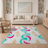 Vibrant Abstract Wavy Multi-Color Area Rug
