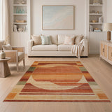 Orange Striped Abstract Sun Area Rug