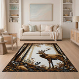 Brown and Tan Majestic Deer in Autumn Forest Rug