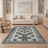 Heritage Tribal Geometric Black White Geometric Tribal Area Rug