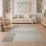 Modern Grey Tonal Striped Geometric Area Rug