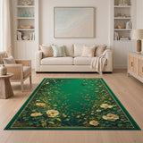 Emerald Green Floral Butterfly Vine Rug