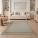 Beige and Neutral Beige Framed Woven Area Rug
