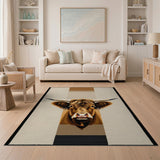 Highland Cow Portrait Rustic Rug