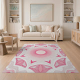 Radiant Pink Mandala Line Art Area Rug