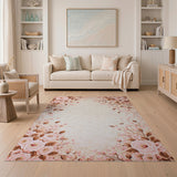 Blush Pink Rose Floral Vintage Rug