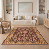 Red Traditional Persian Red Floral Area Rug