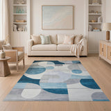 Geometric Modern Teal Blue Abstract Geometric Area Rug