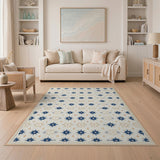 Navy Gold Starburst Cream Area Rug