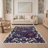 Ornate Purple Chrysanthemum Area Rug