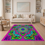 Multi-color and Patterns Vibrant Pink Boho Mandala Area Rug