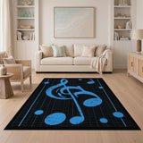 Distressed Blue Treble Clef Music Area Rug