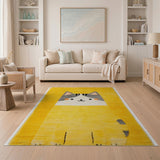 Sunny Yellow Cartoon Cat Tufted Rug
