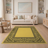 ODIKA Ornate Black Border Yellow Area Rug