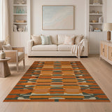 Orange Bold Orange Southwestern Geometric Area Rug