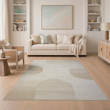 Beige and Neutral Abstract Beige Organic Shapes Area Rug