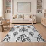 Black White Ornate Persian Floral Rug