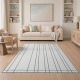 Black and White Modern Geometric Grid Area Rug - Black White