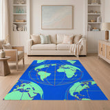Global Network World Map Area Rug
