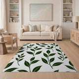 Lush Green Leaves Pattern Floral Vintage Area Rug