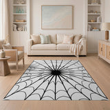 Geometric Modern Black and White Intricate Spider Web Black White Area Rug