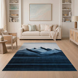 Geometric Blue Mountain Peaks Area Rug