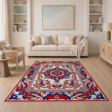 Red Navy Persian Star Medallion Area Rug