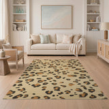 Beige Leopard Print Flatweave Area Rug