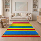 Bold Multi-Color Horizontal Stripe Area Rug