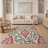 Red Paisley Floral Area Rug