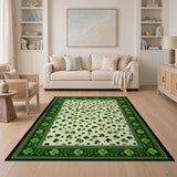 Lucky Shamrock Scatter Green Border Area Rug