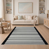 Black White Striped Woven Black and White Area Rug