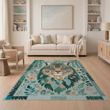 Botanical Jaguar Green Floral Area Rug
