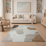 Abstract Neutral Beige Grey Area Rug