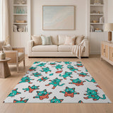 Playful Teal Cartoon Cats Area Rug