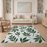 Boho Chic Lush Green Leaves Area Rug